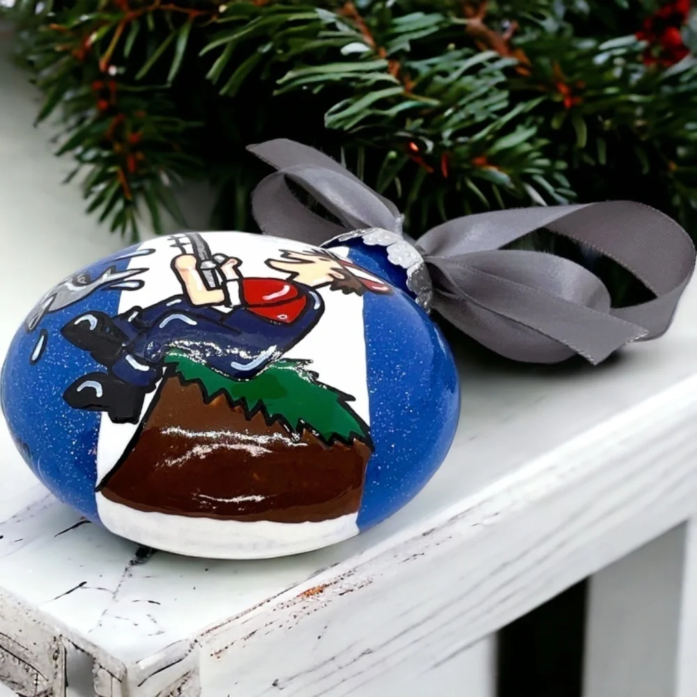 Fisherman Christmas Ornament, Personalized Holiday Gift for Fishing Enthusiasts